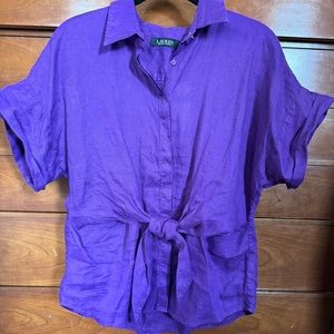 Ralph Lauren Linen Purple Top Size Large